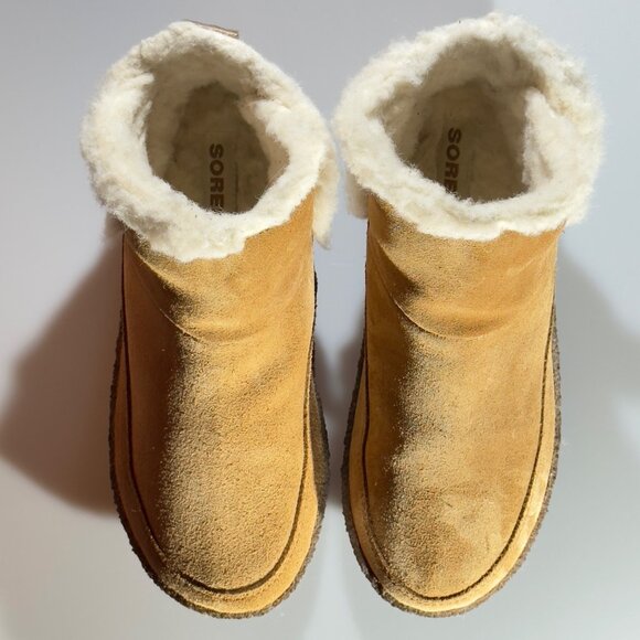 SOREL Women's Suede Ankle Booties Faux Shearling Lining Size 8.5 US EU 39.5 - Picture 3 of 11